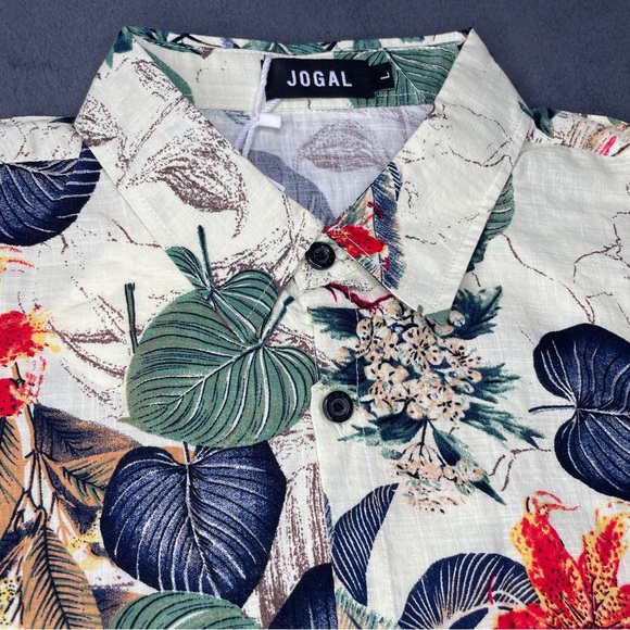 Jogal Hawaiian 2 Piece Set Shirt Shorts Floral Beach Sz L - Picture 5 of 11